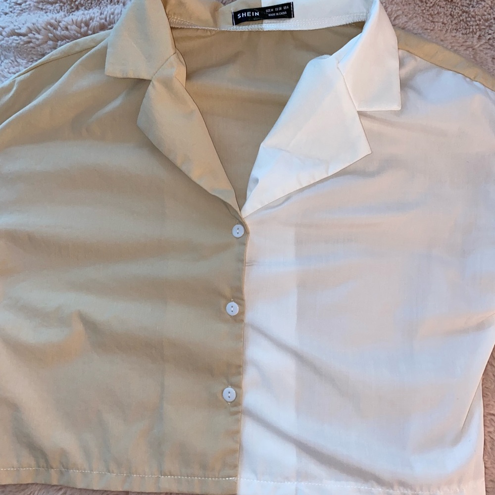 two tone button down blouse